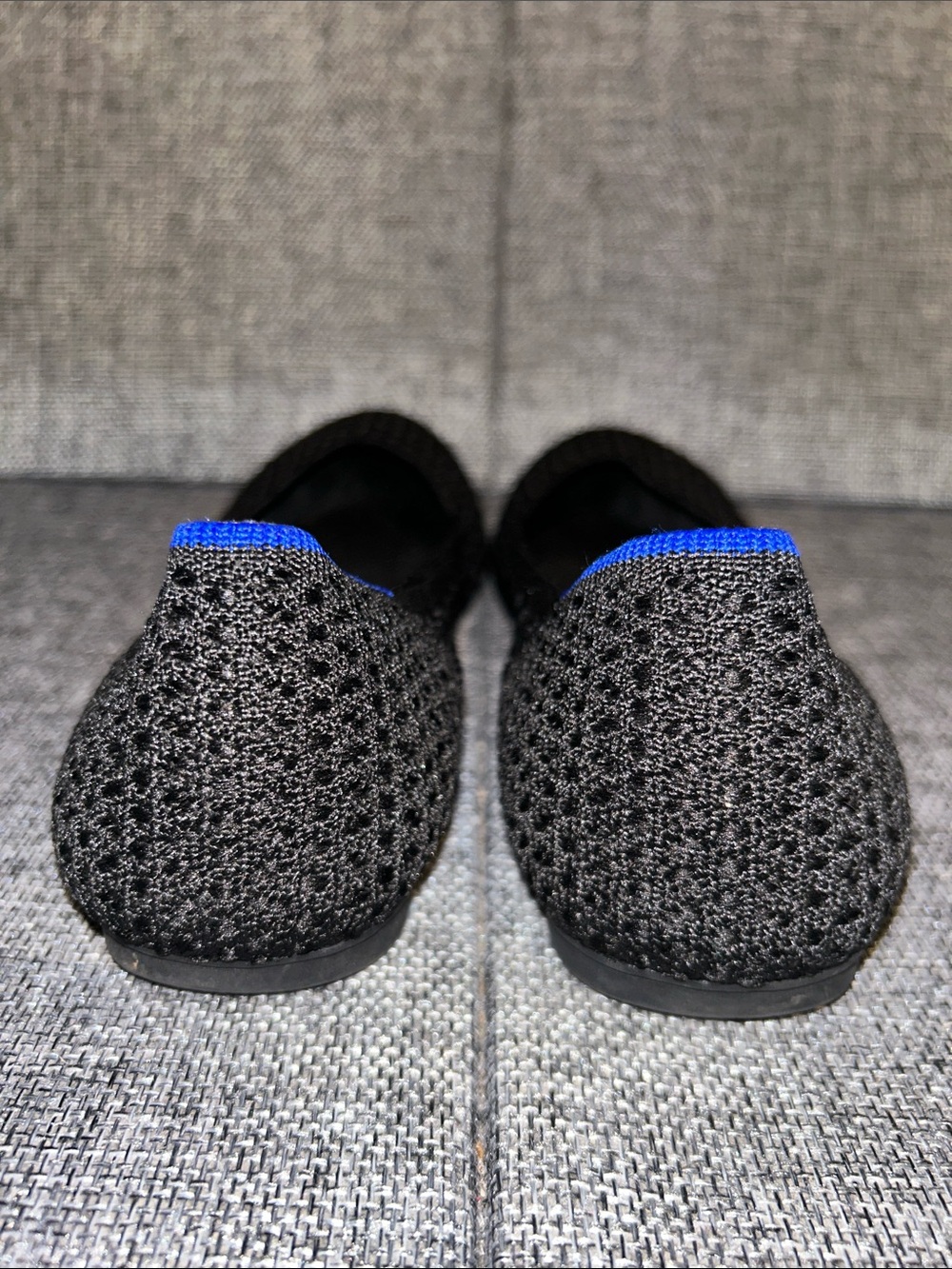 Rothy's Black Knit Slip-On Flats with Blue Accent - Picture 4 of 8